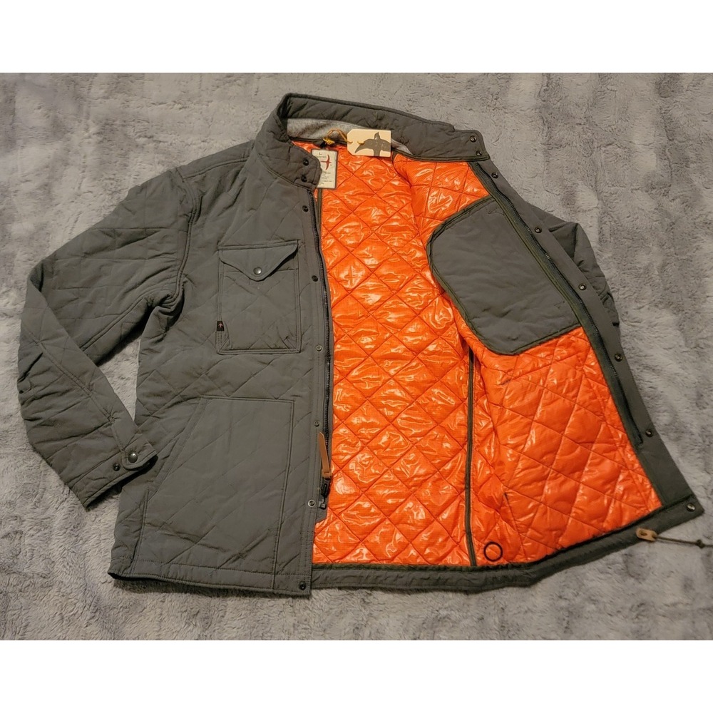 Relwen Quilted Tanker Jacket Mens Large Dark Loden Orange Lined Insulated Puffer